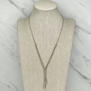 Icing Silver Tone Rhinestone Drop Necklace